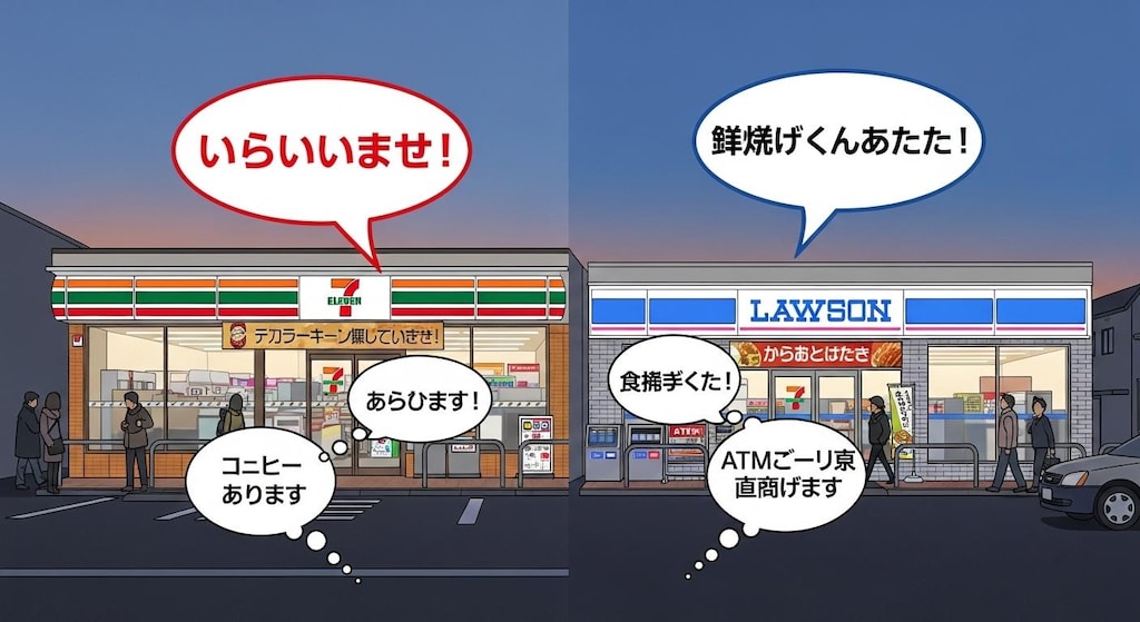 今日はコンビニの店舗を喋らせてみた