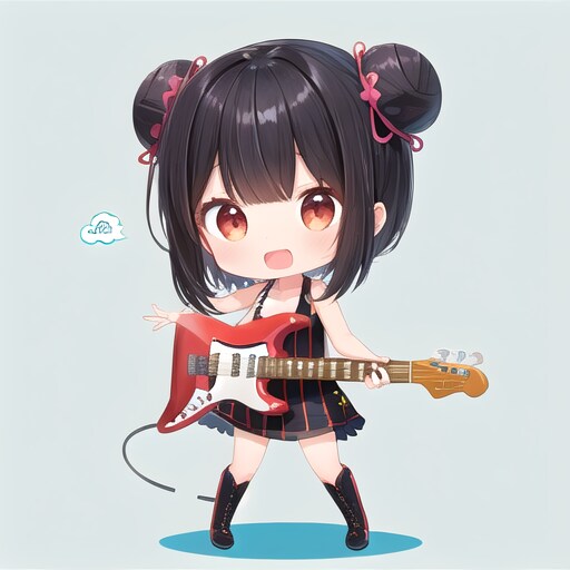 黒髪お団子ギタリストアバター | の人気AIイラスト・グラビア