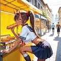 ホットドッグを食べている鬼の子 3枚目