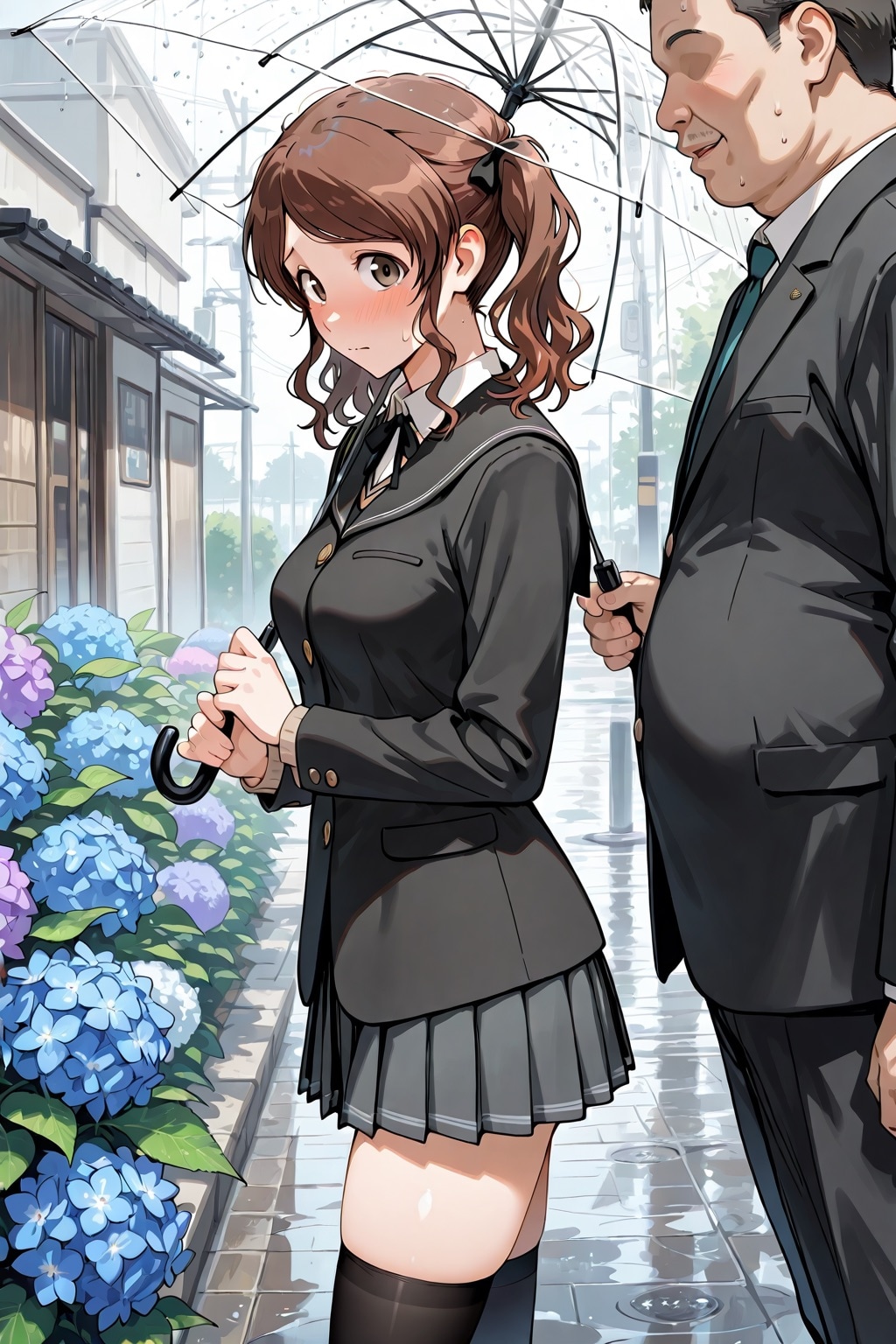 雨の日のおじさんと紗江ちゃん