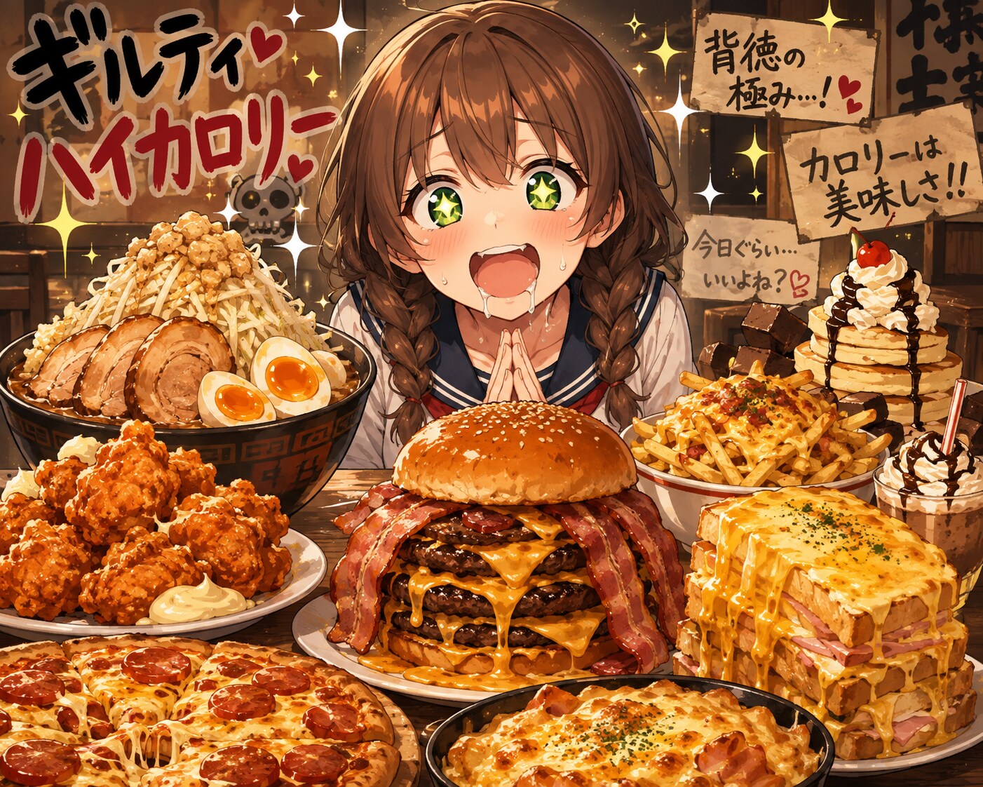 二郎ワッパー唐揚げピザetc… | の人気AIイラスト・グラビア