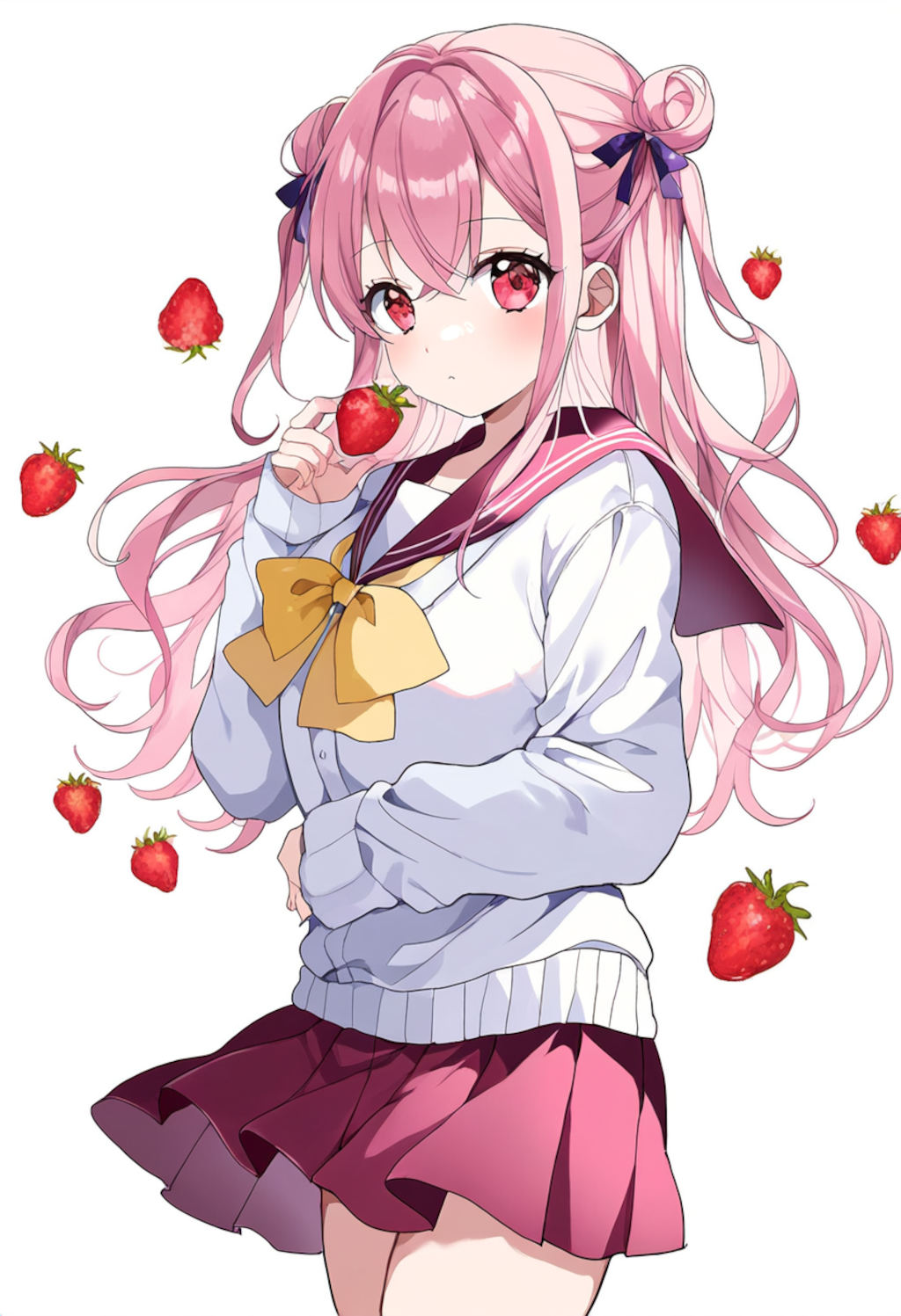 女子高生といちご♡