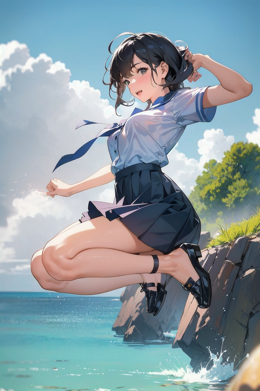 夏の日の放課後の一場面（海に飛び込んじゃえ！♡）01