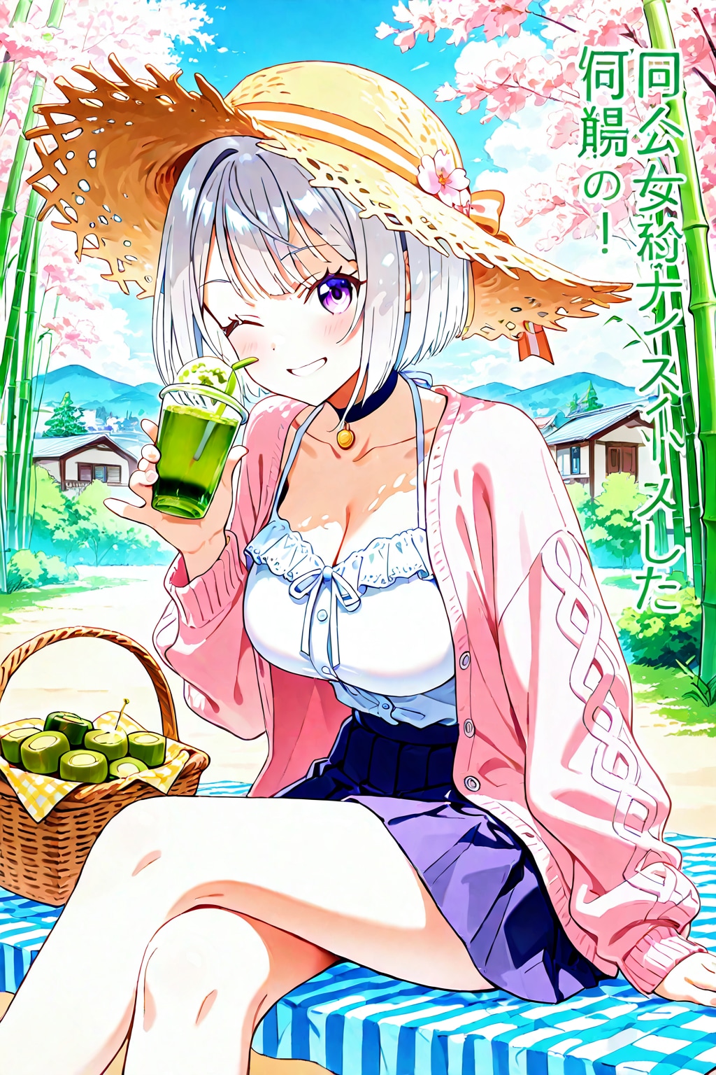 古都にピクニックする弊社キャラクター【けい あいな】