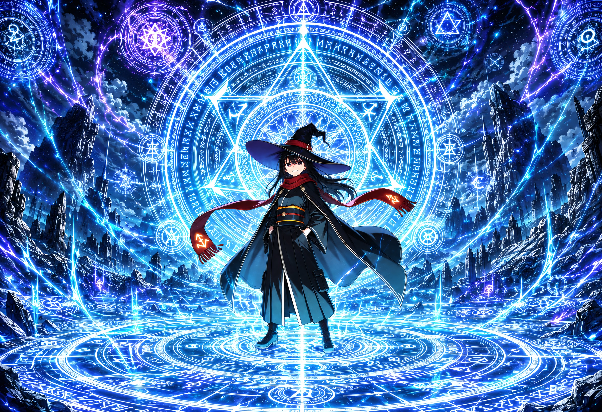 大魔法陣を展開する魔女さん
