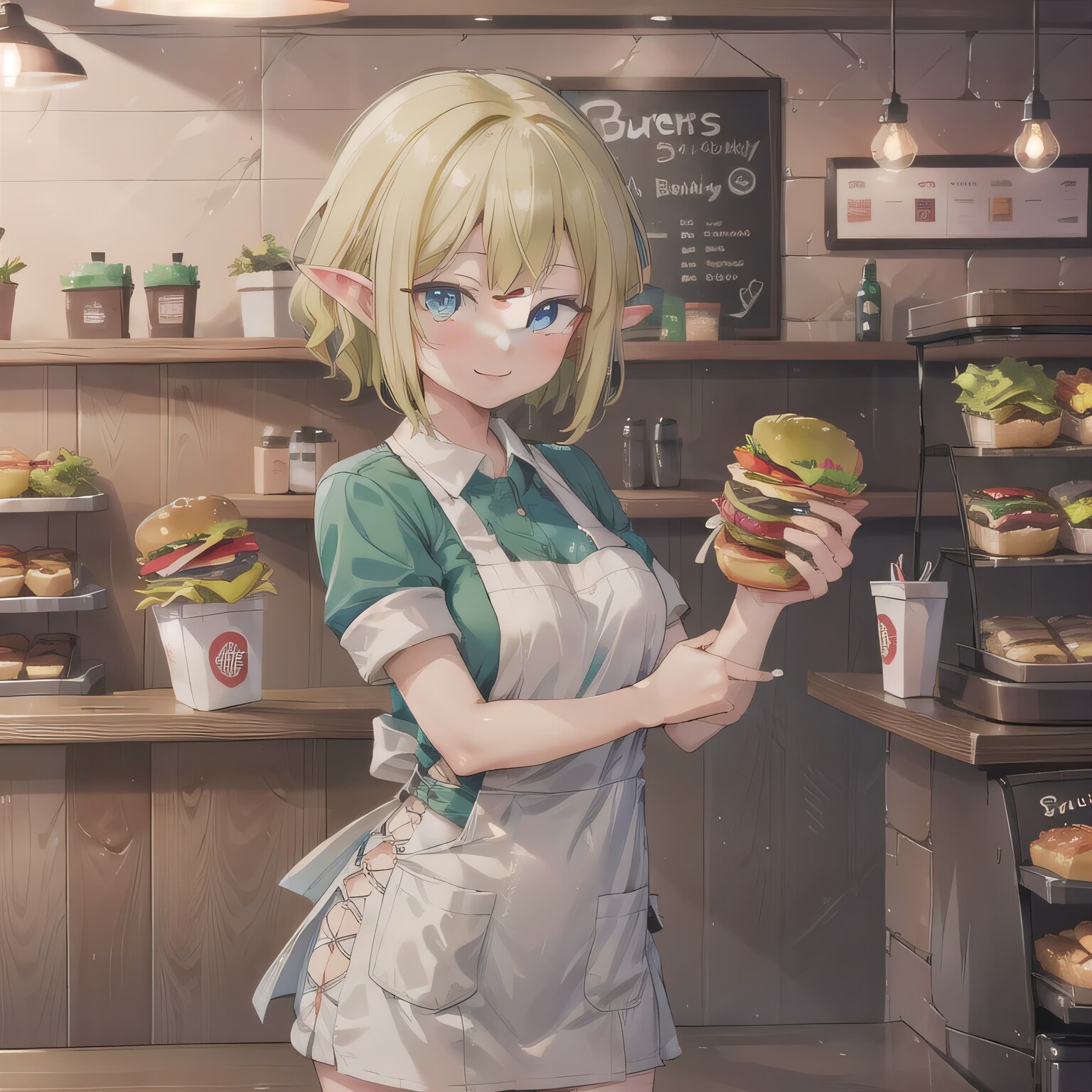 緑髪ボブでクルーの少女 | の人気AIイラスト・グラビア