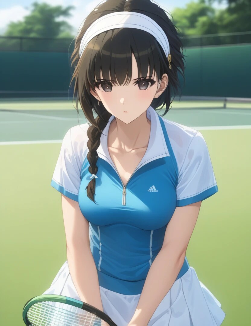 黒髪ロングでテニスウェアの少女１０ | の人気AIイラスト・グラビア