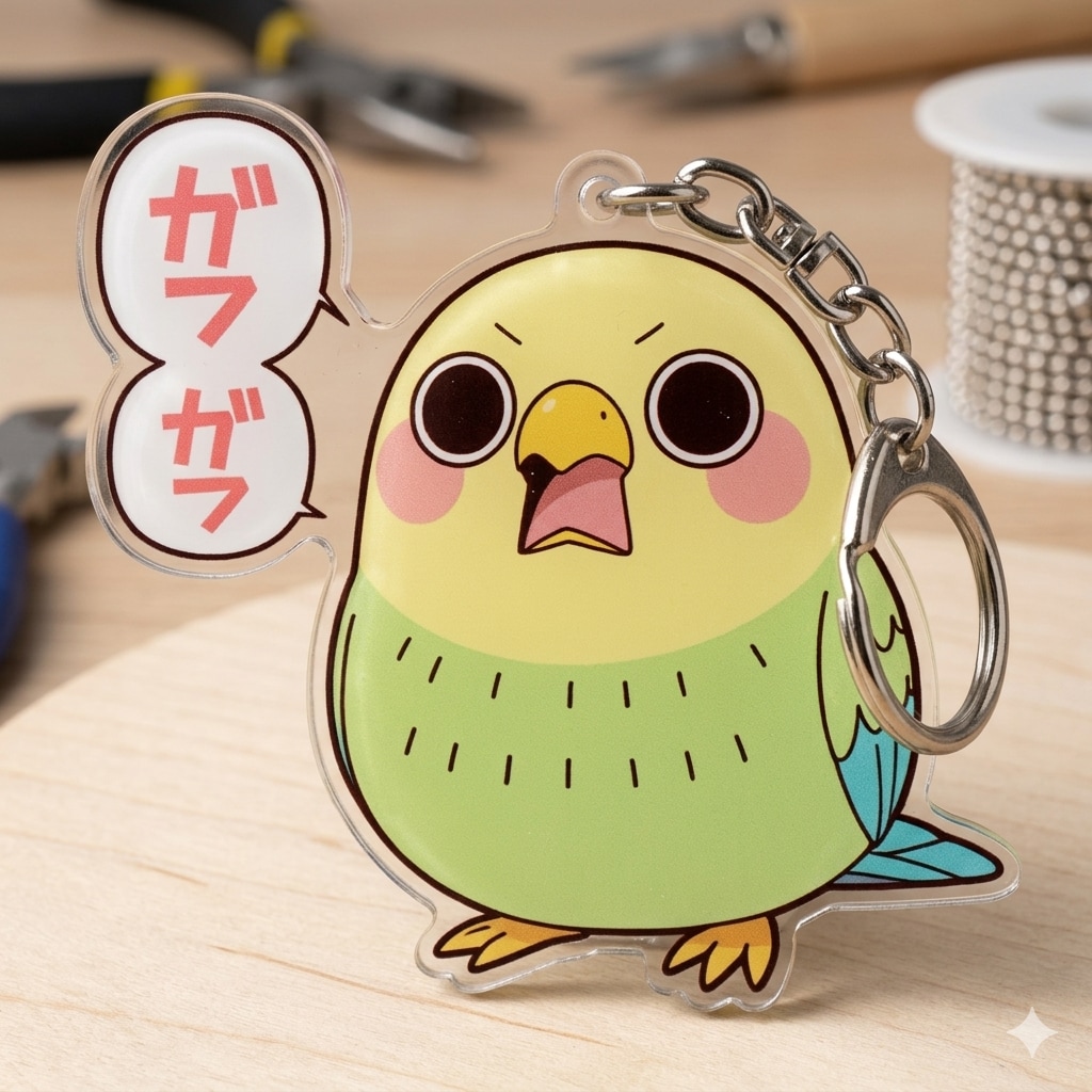 えらインコっちゃアクリルキーホルダー