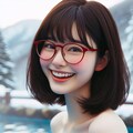 眼鏡女子 楓の露天風呂 5枚目