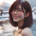 眼鏡女子 楓の露天風呂 2枚目