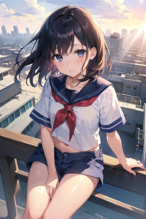 屋上で(V4B) | の人気AIイラスト・グラビア