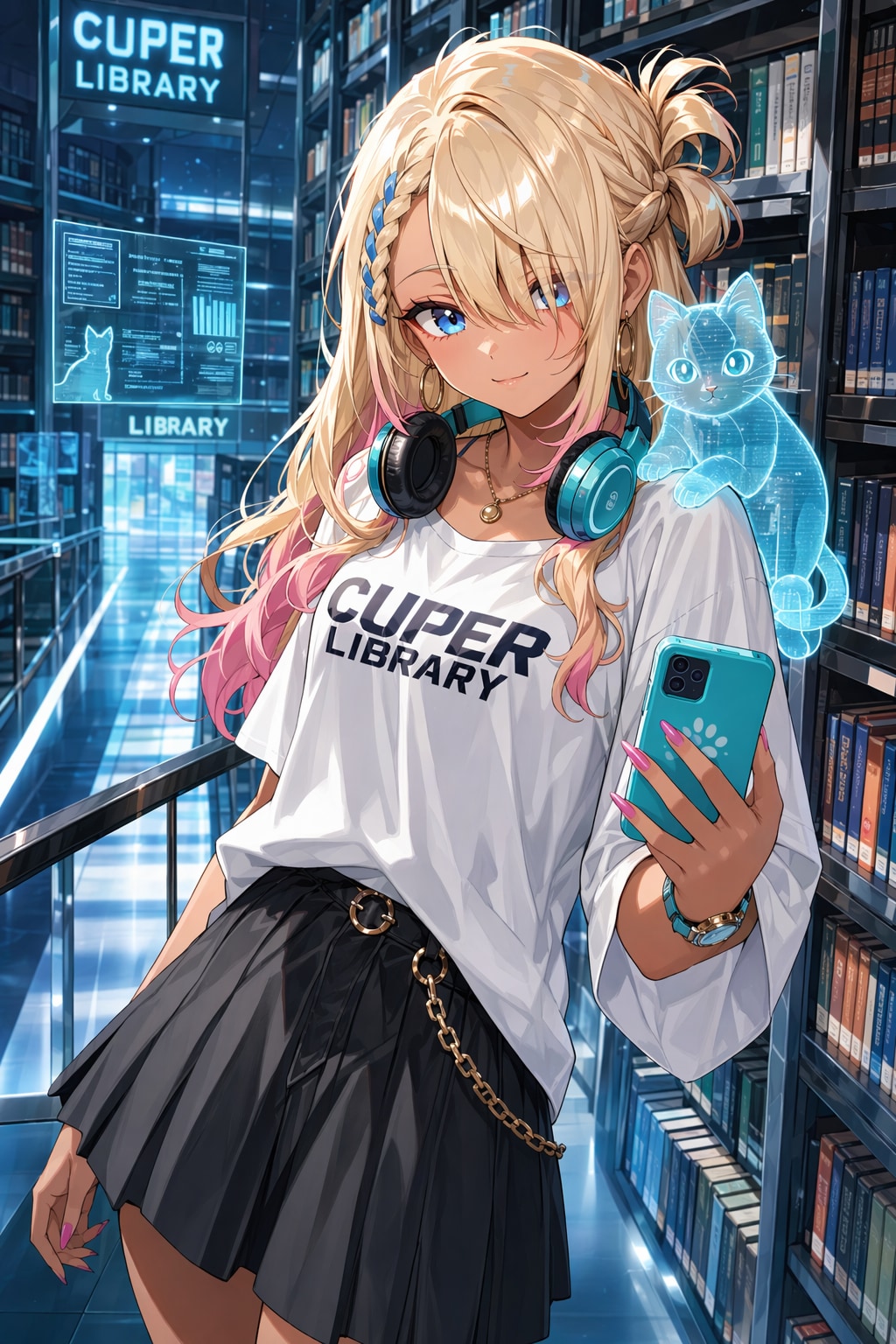 ギャルインサイバーライブラリー | の人気AIイラスト・グラビア