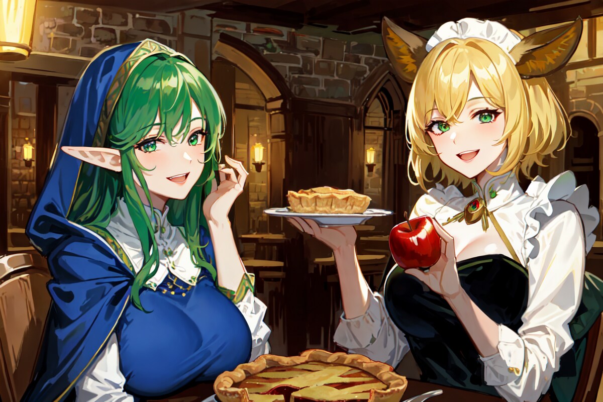 エルフさんがリンゴを持ってきてくれたよ