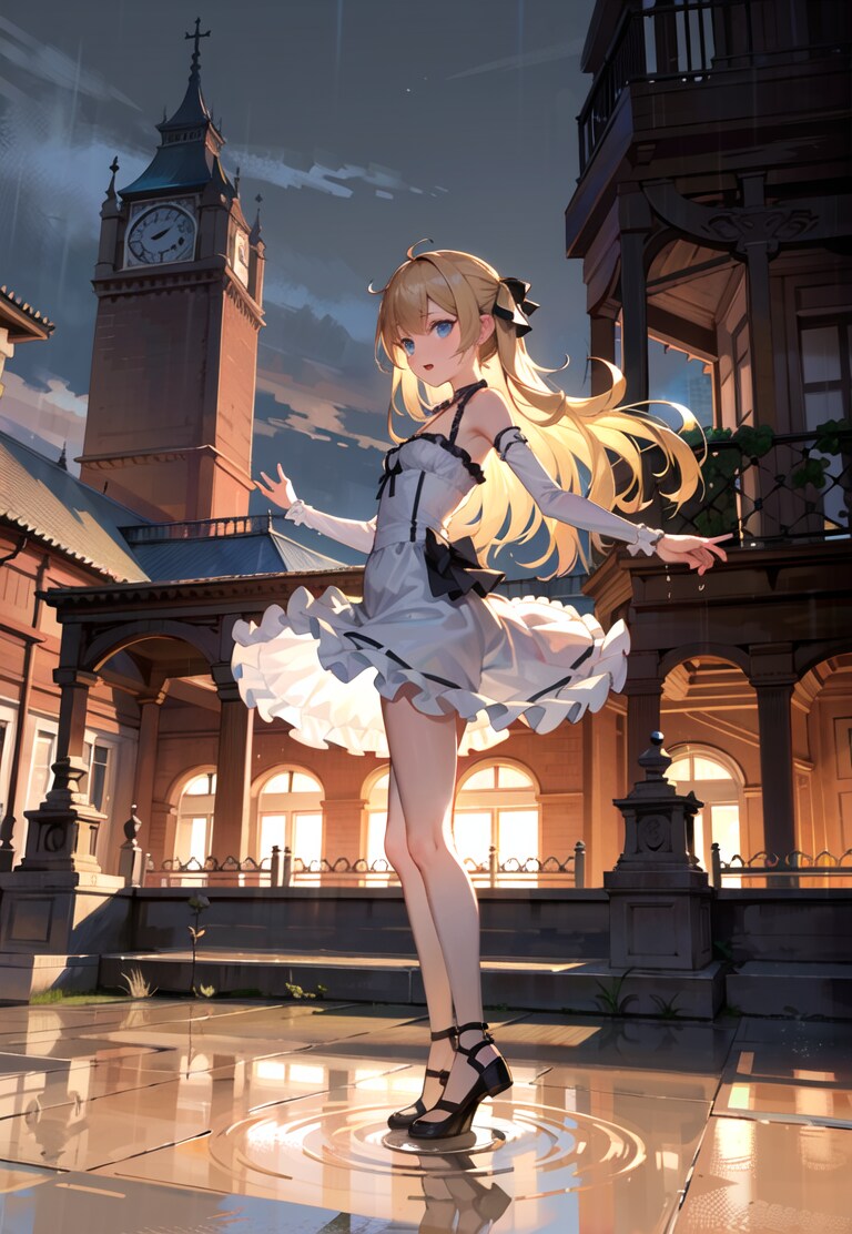 雨の中踊る少女