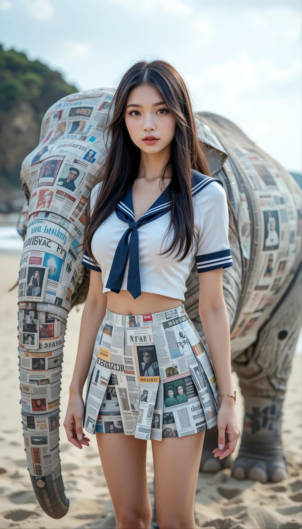 新聞紙制服の君