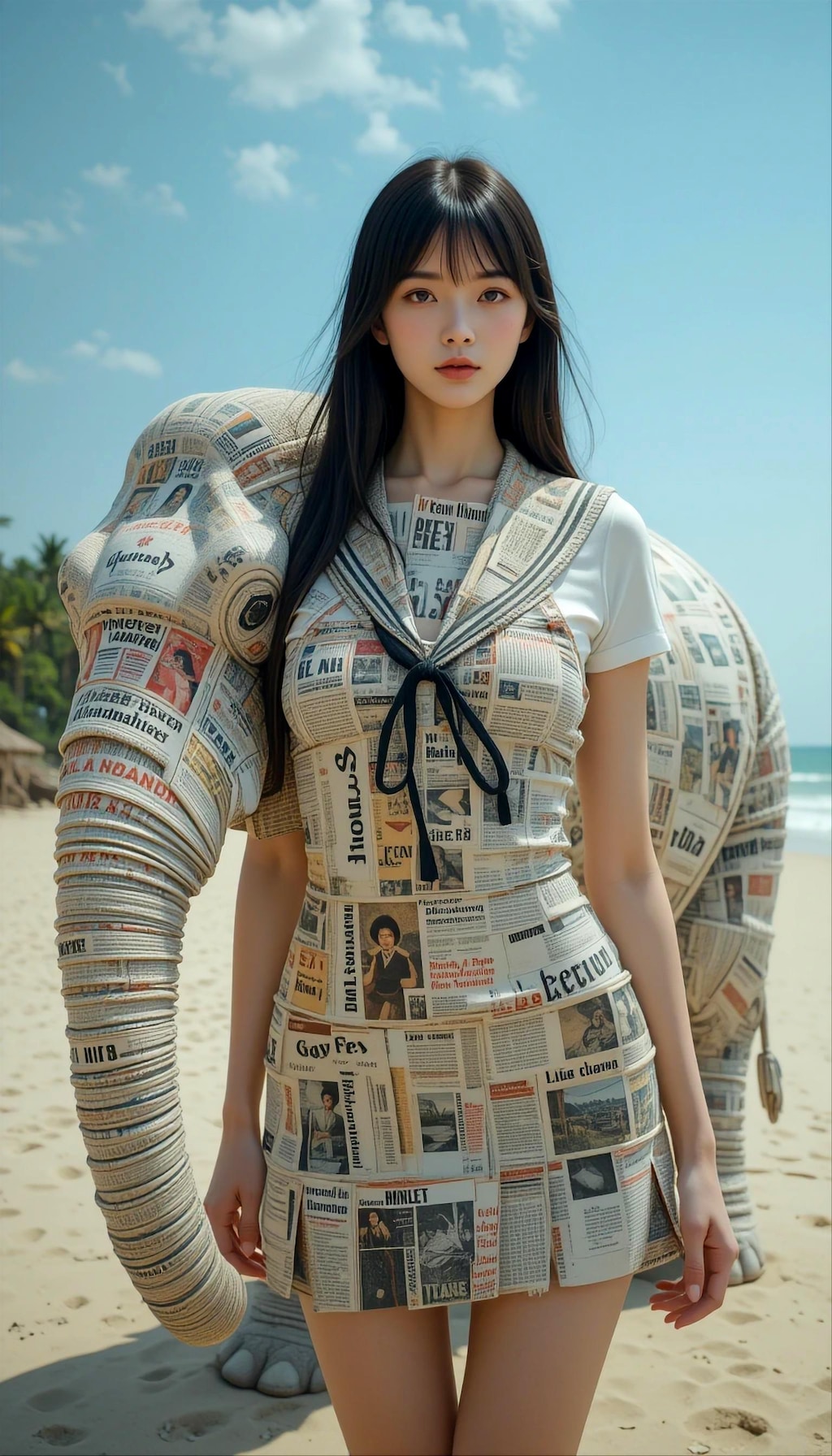 新聞紙制服の君