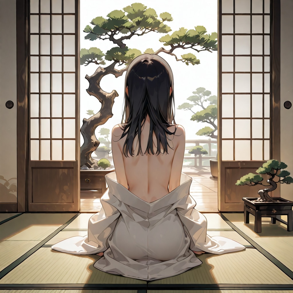 盆栽と背中