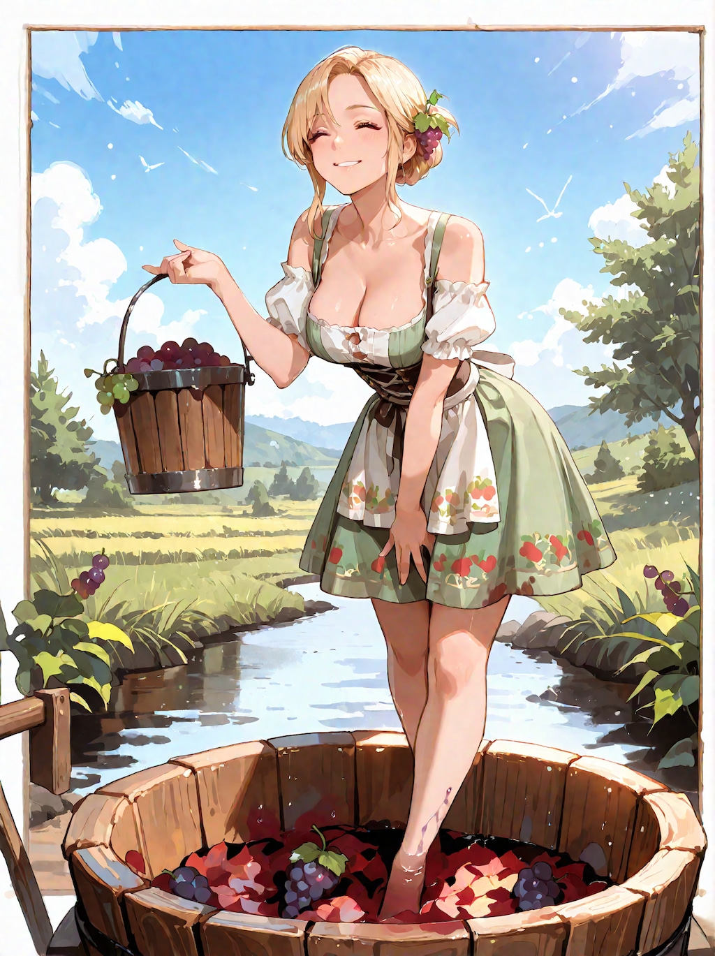 葡萄踏みの少女