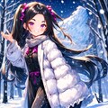 夜の雪景色と、うちの子＊その1(2枚) 2枚目