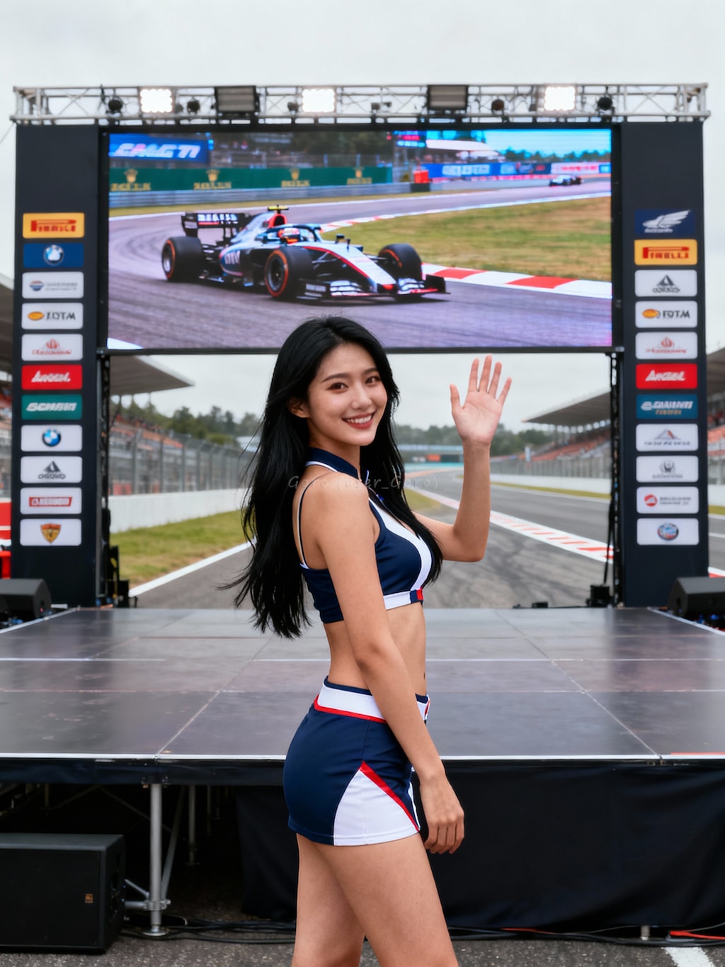 ステージに向かうレースクイーン