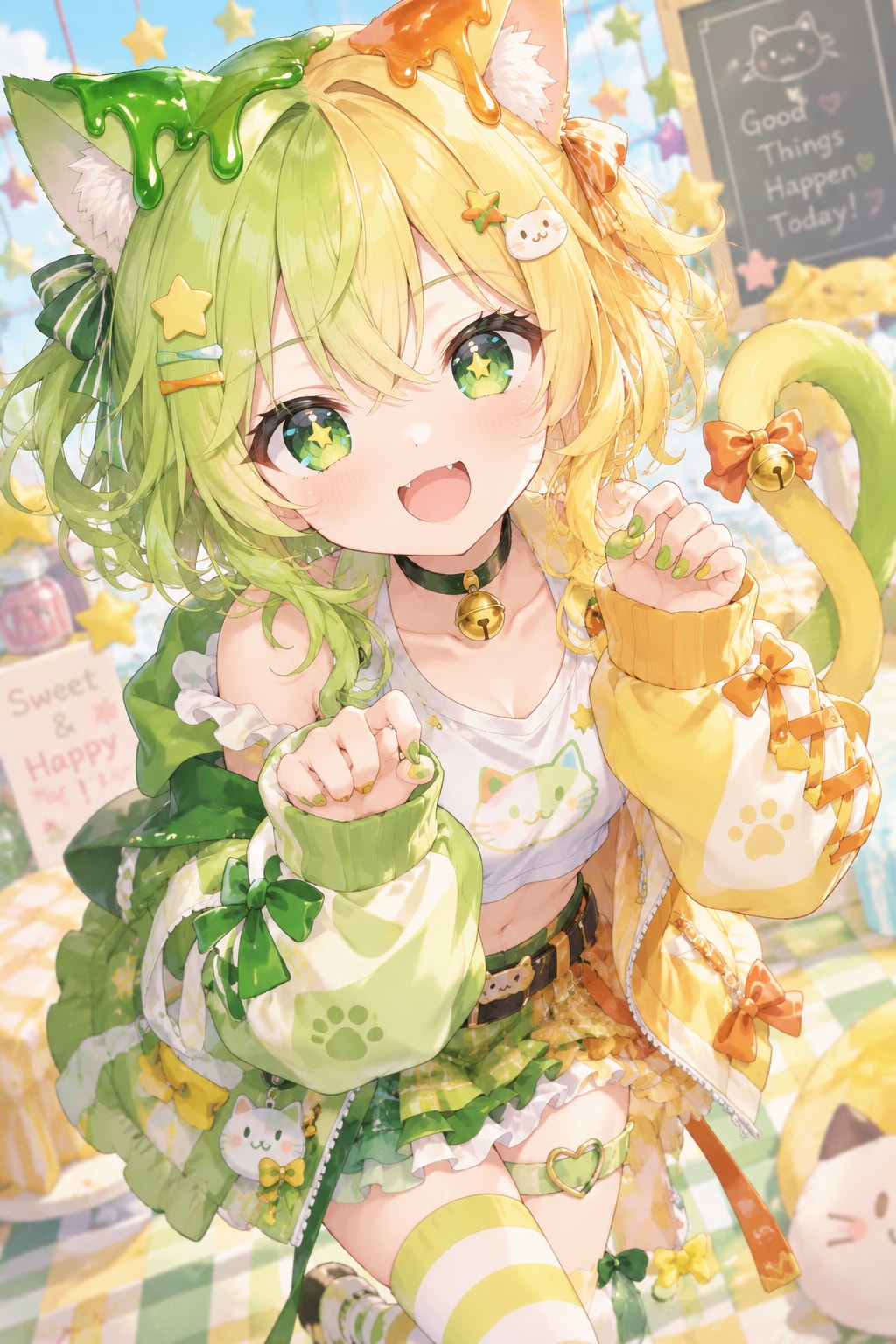 猫耳の頭にカラメルがかかったツートンカラーの女の子