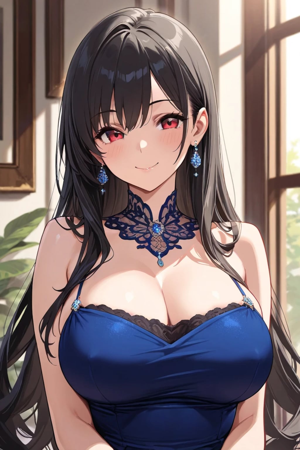 イヤリングと黒髪美少女
