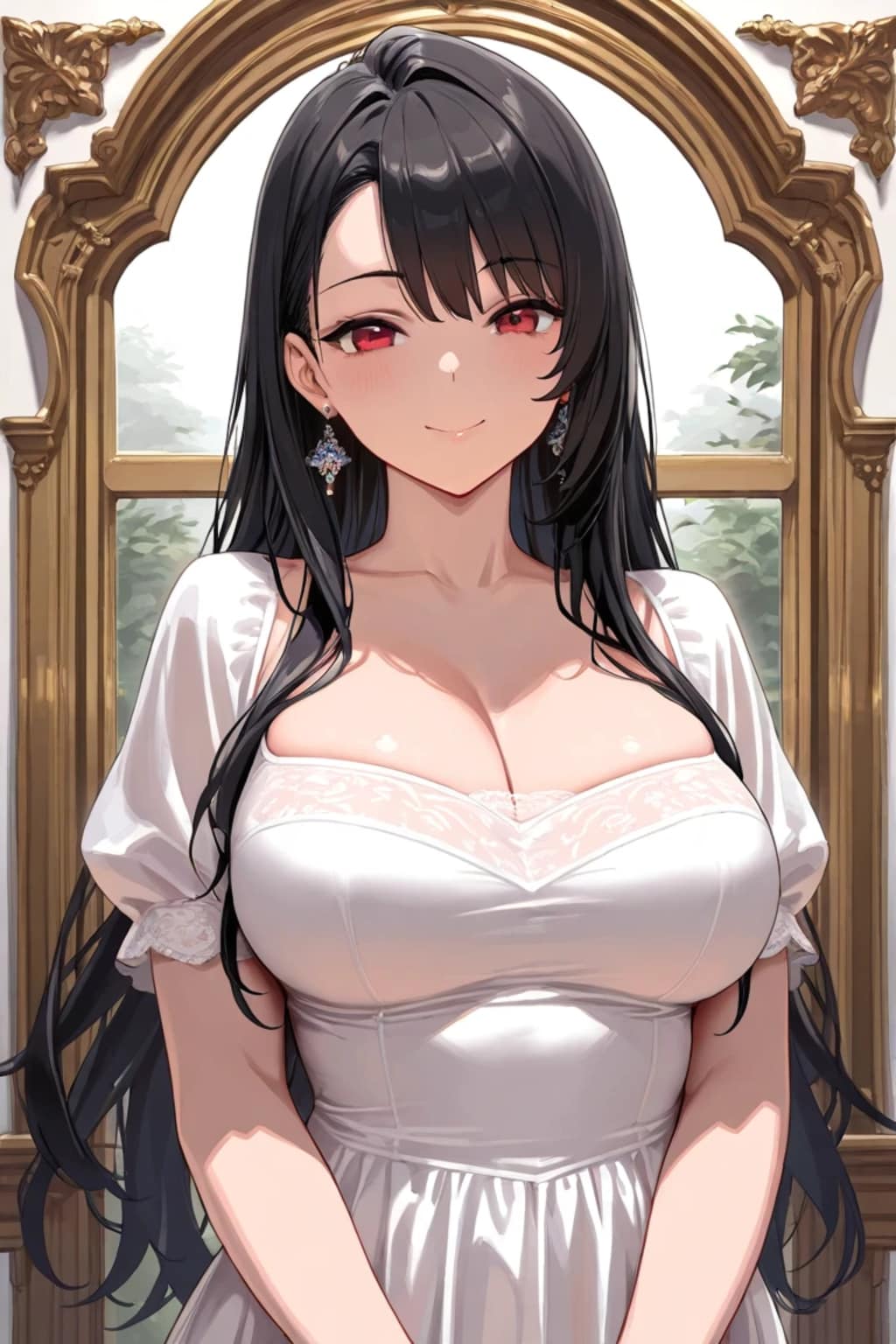 イヤリングと黒髪美少女