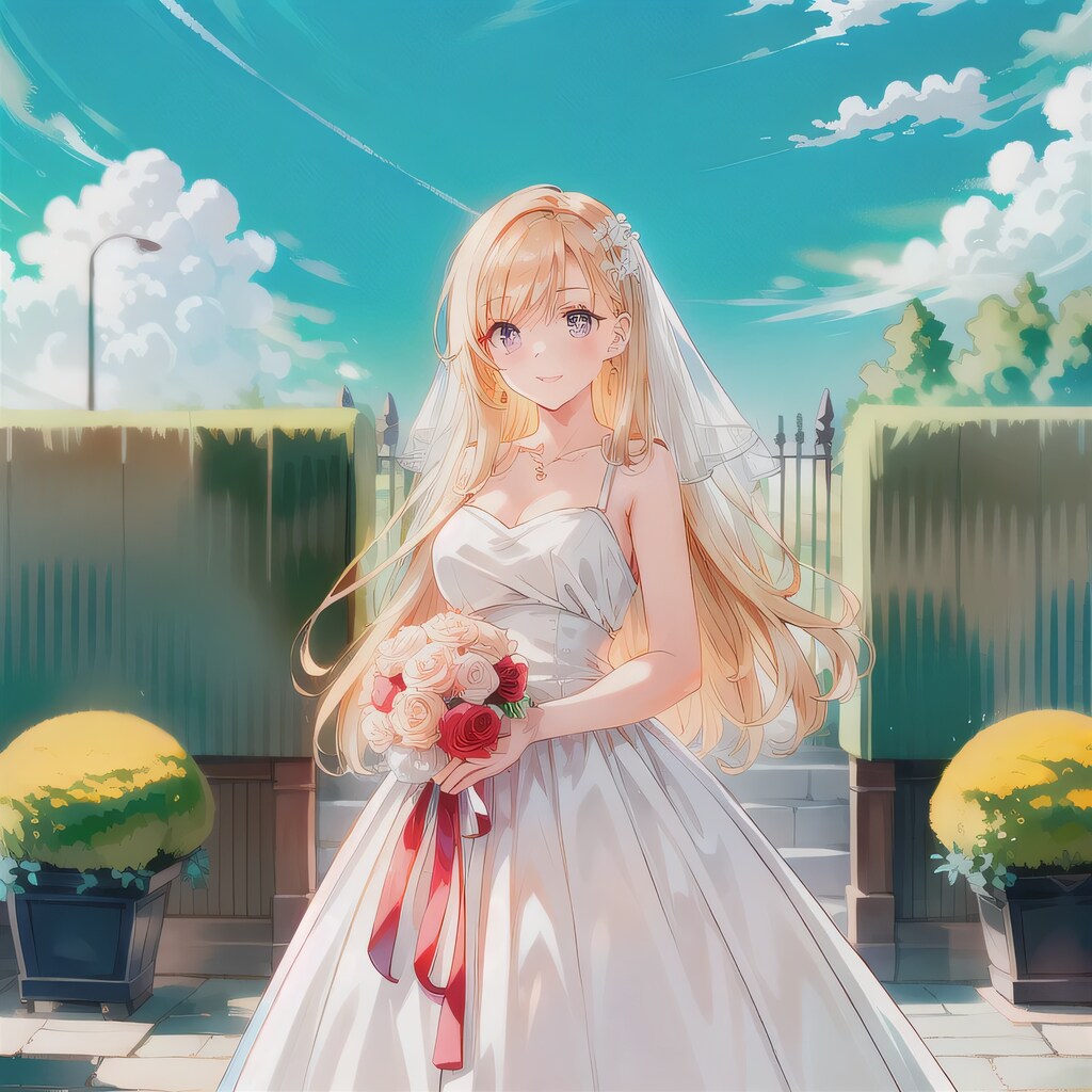 金髪ロングでウェディングドレスの少女４