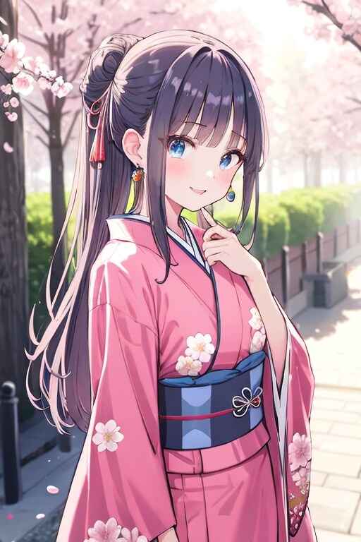 和装女子　花見