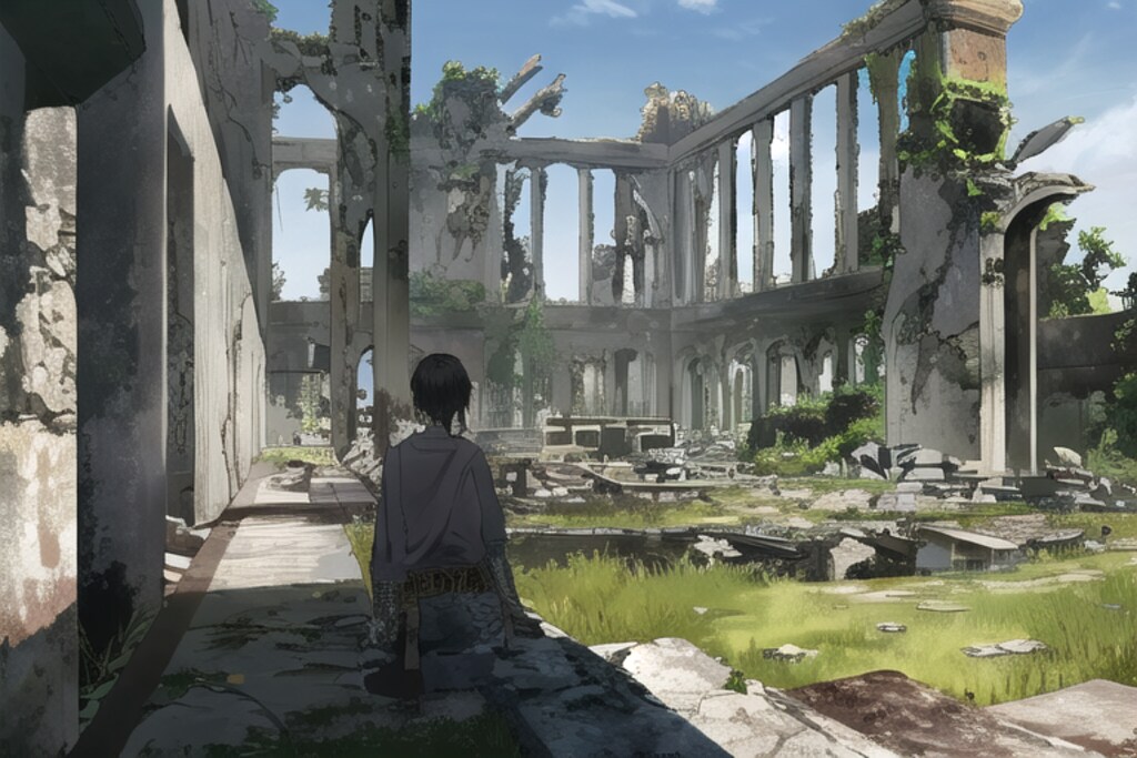 廃墟に佇む人影らしきモノ