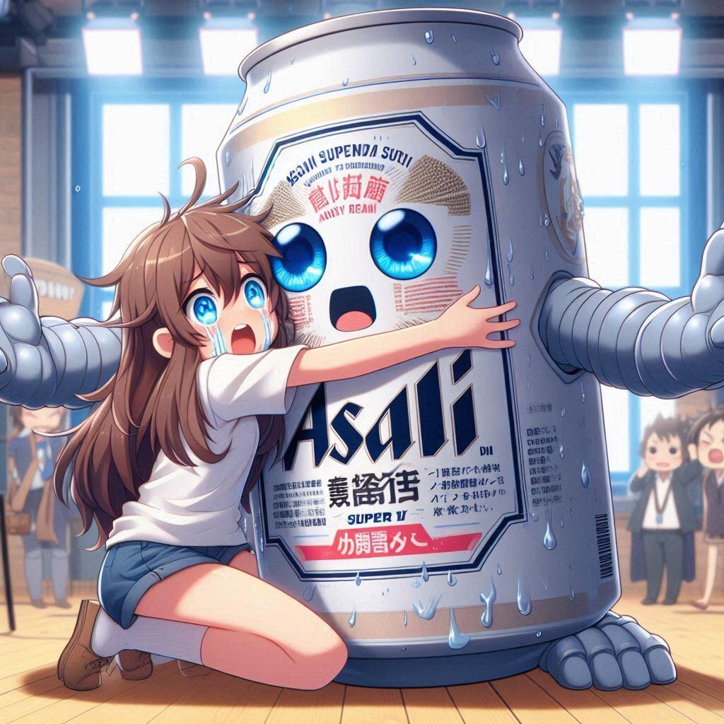感動の再会を果たしたビール缶と小さな女の子