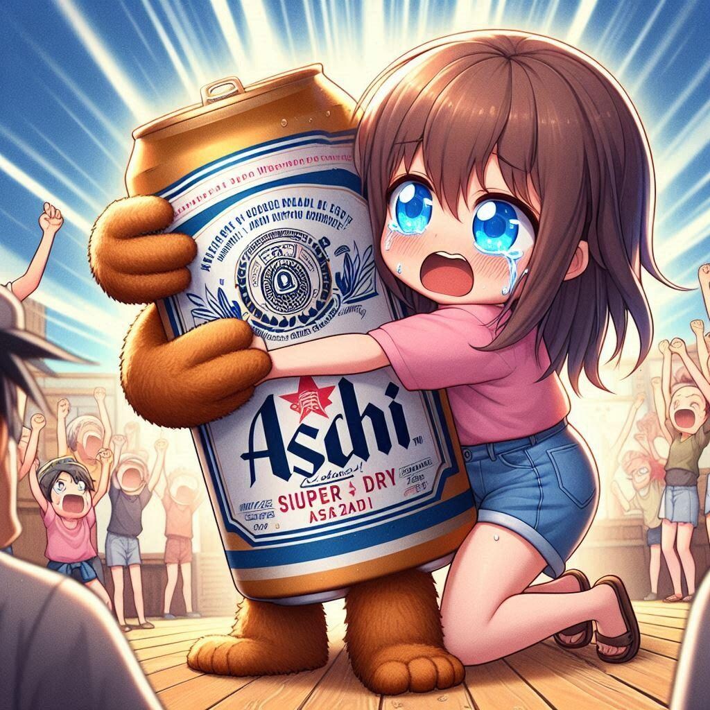 感動の再会を果たしたビール缶と小さな女の子