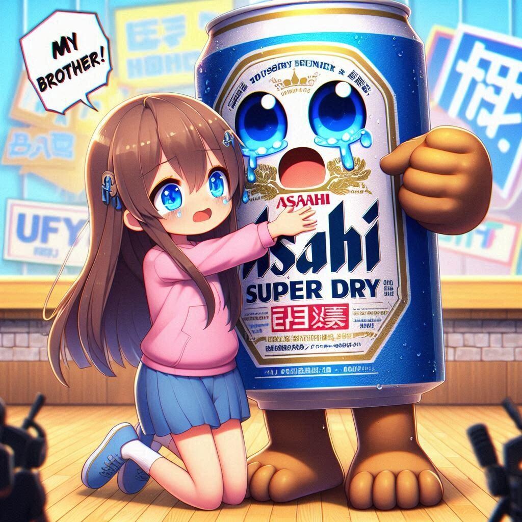 感動の再会を果たしたビール缶と小さな女の子
