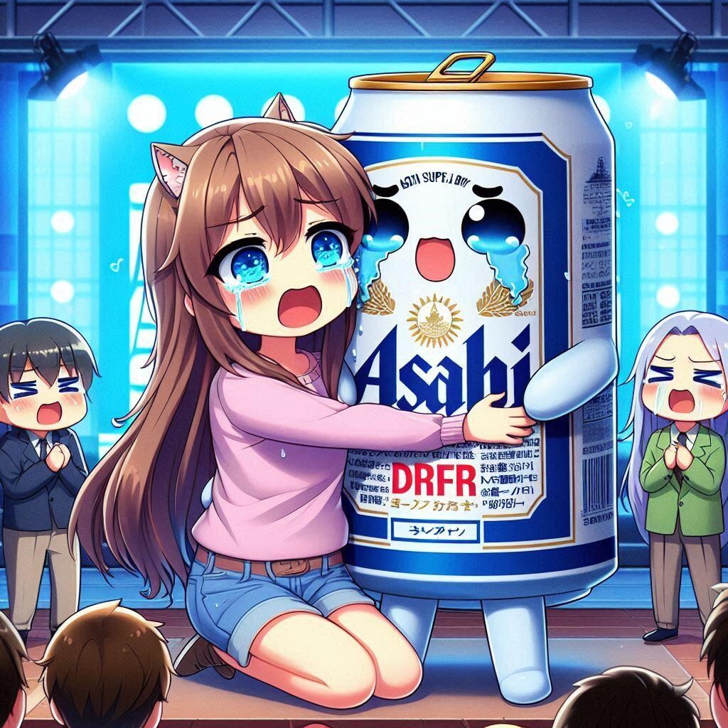 感動の再会を果たしたビール缶と小さな女の子