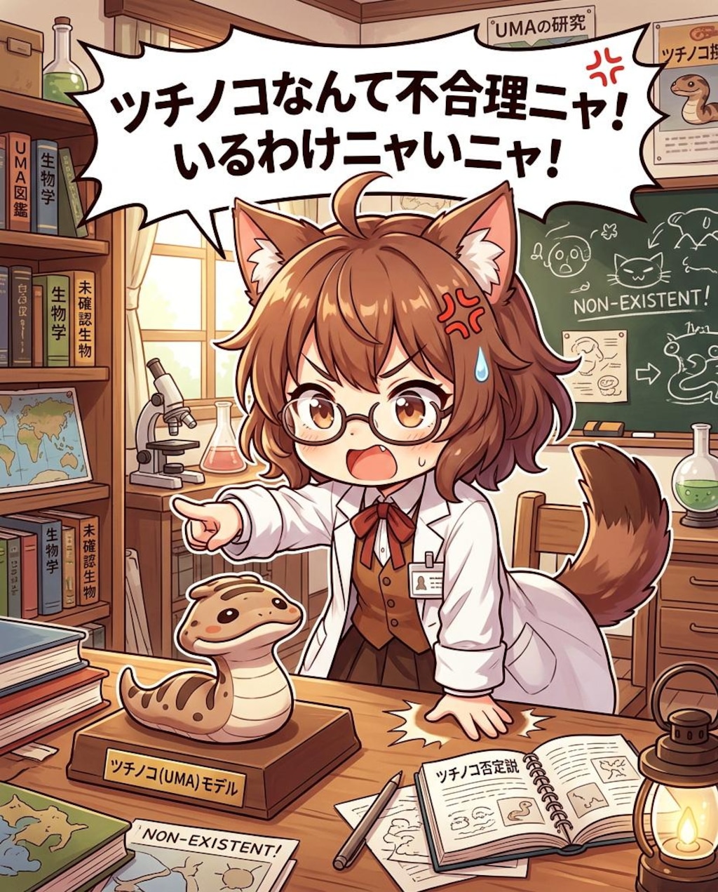 ツチノコを全力否定する猫耳ちゃん
