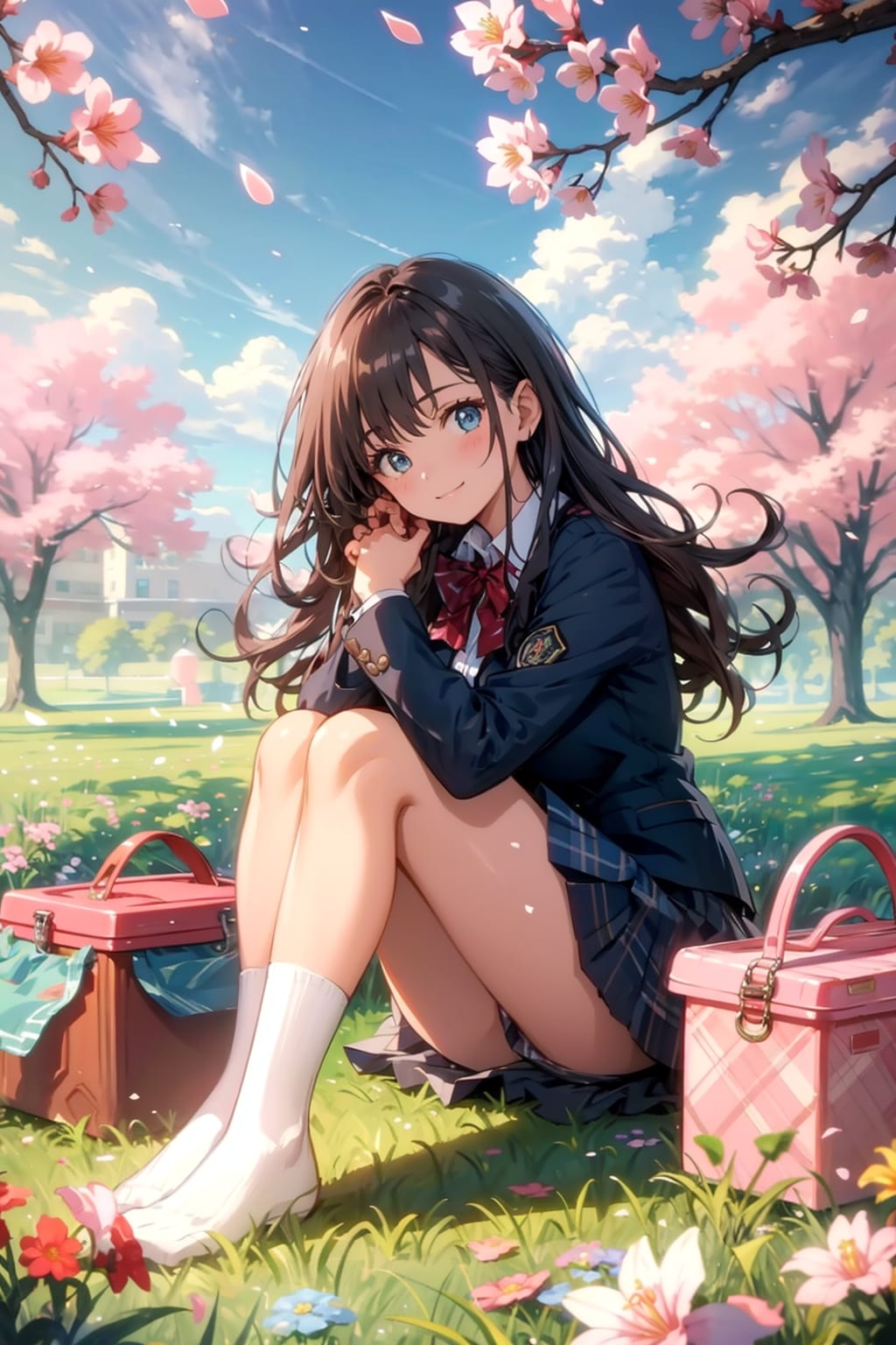 制服でお花見 | の人気AIイラスト・グラビア