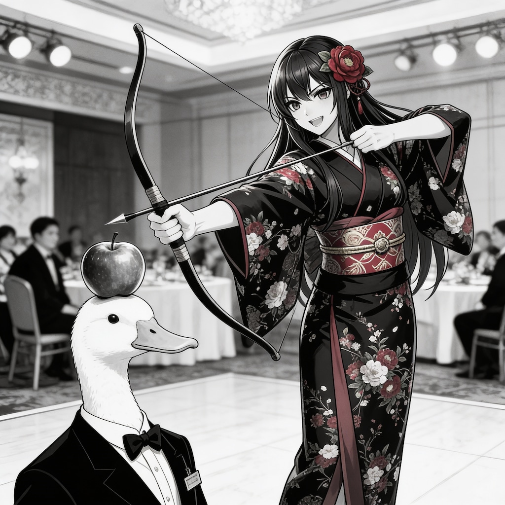 宴会で芸を披露するツバキさん