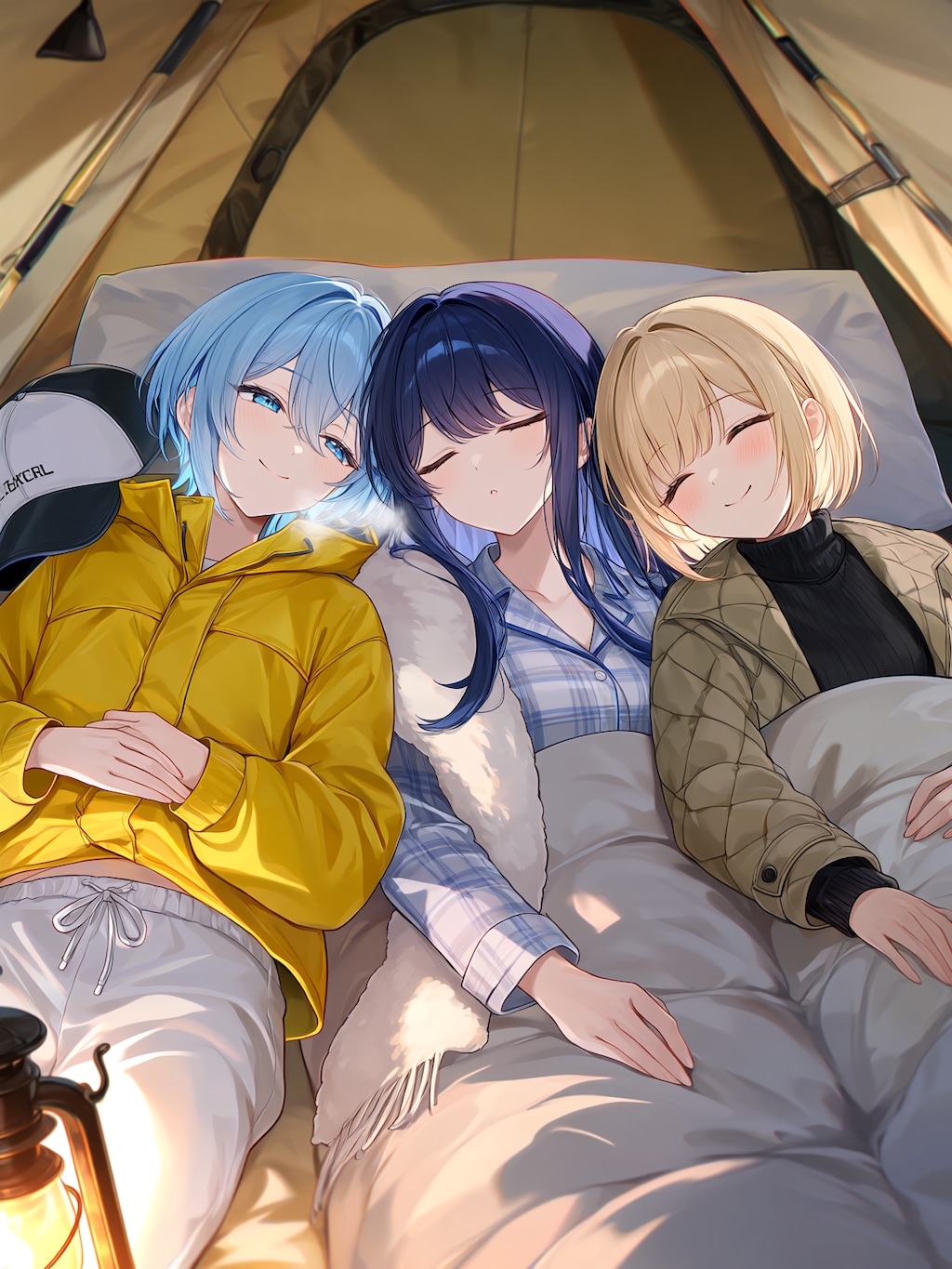 語らう3人と星空