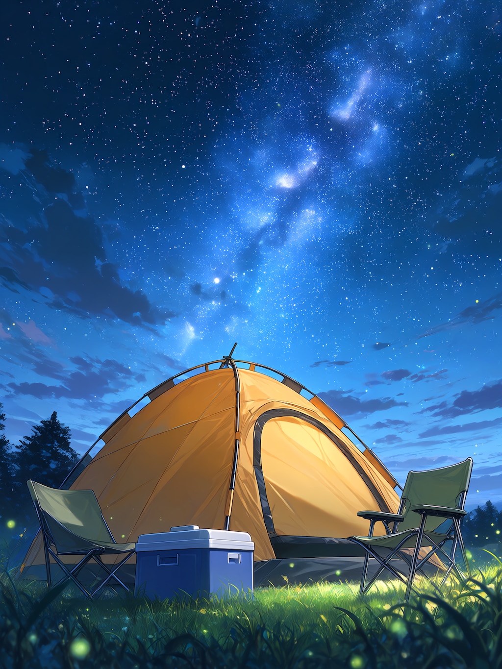 語らう3人と星空