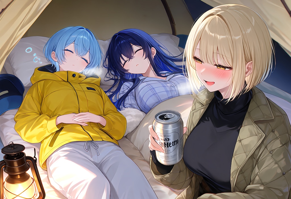 語らう3人と星空
