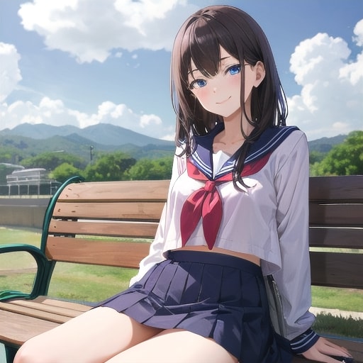 ベンチの女子② | の人気AIイラスト・グラビア