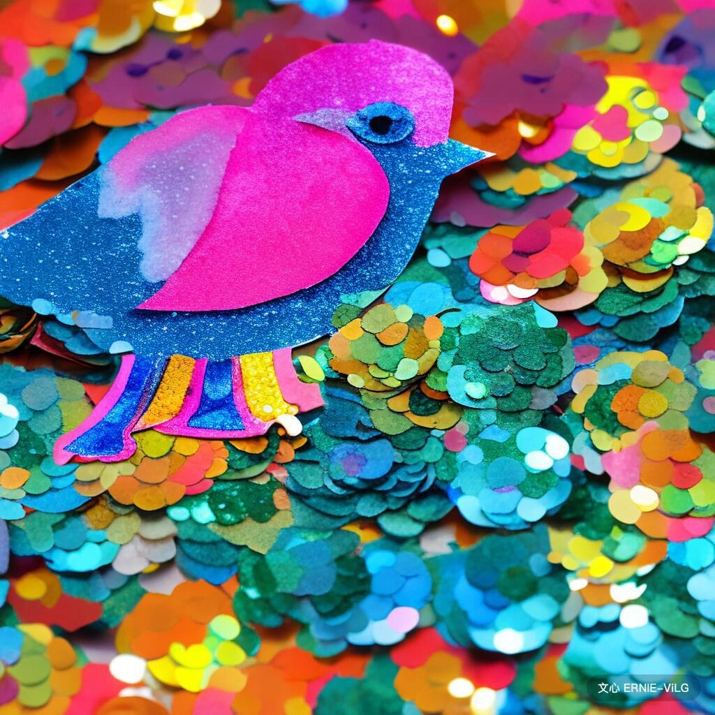 Birds in confetti