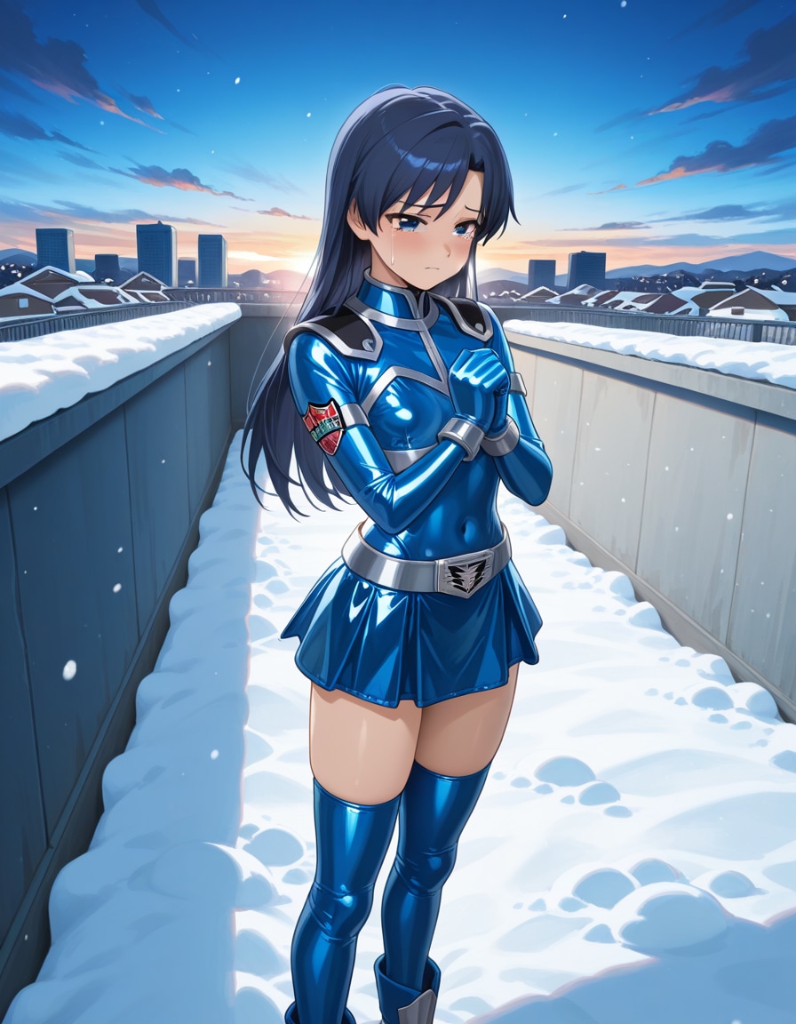 戦隊ヒロイン衣装で祈る千早