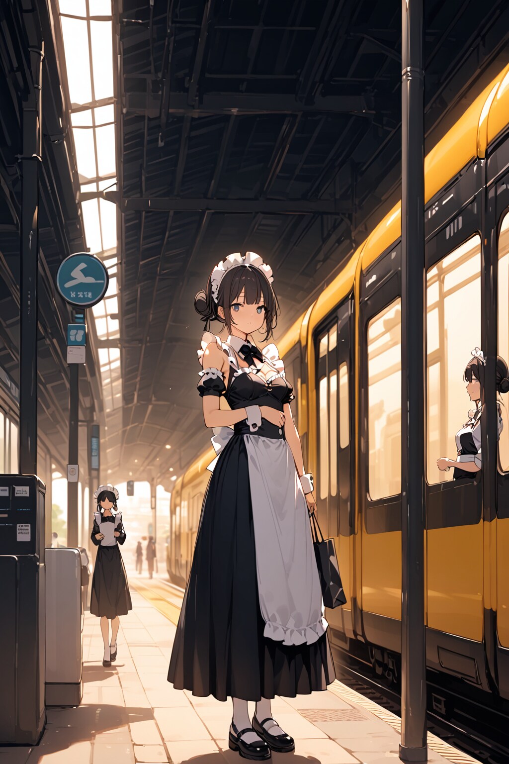 電車待ちのメイドさん