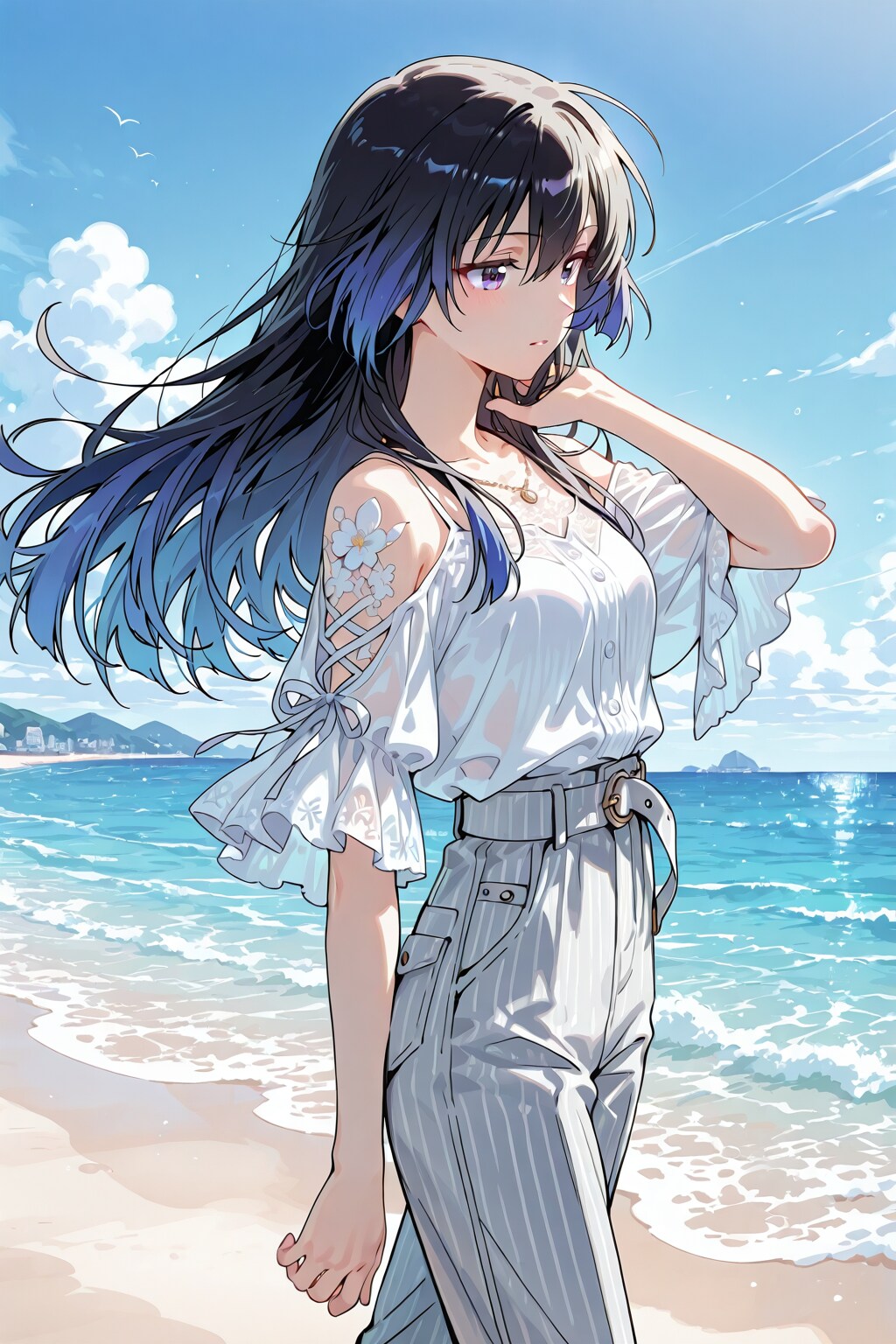 海辺の散歩道 | の人気AIイラスト・グラビア