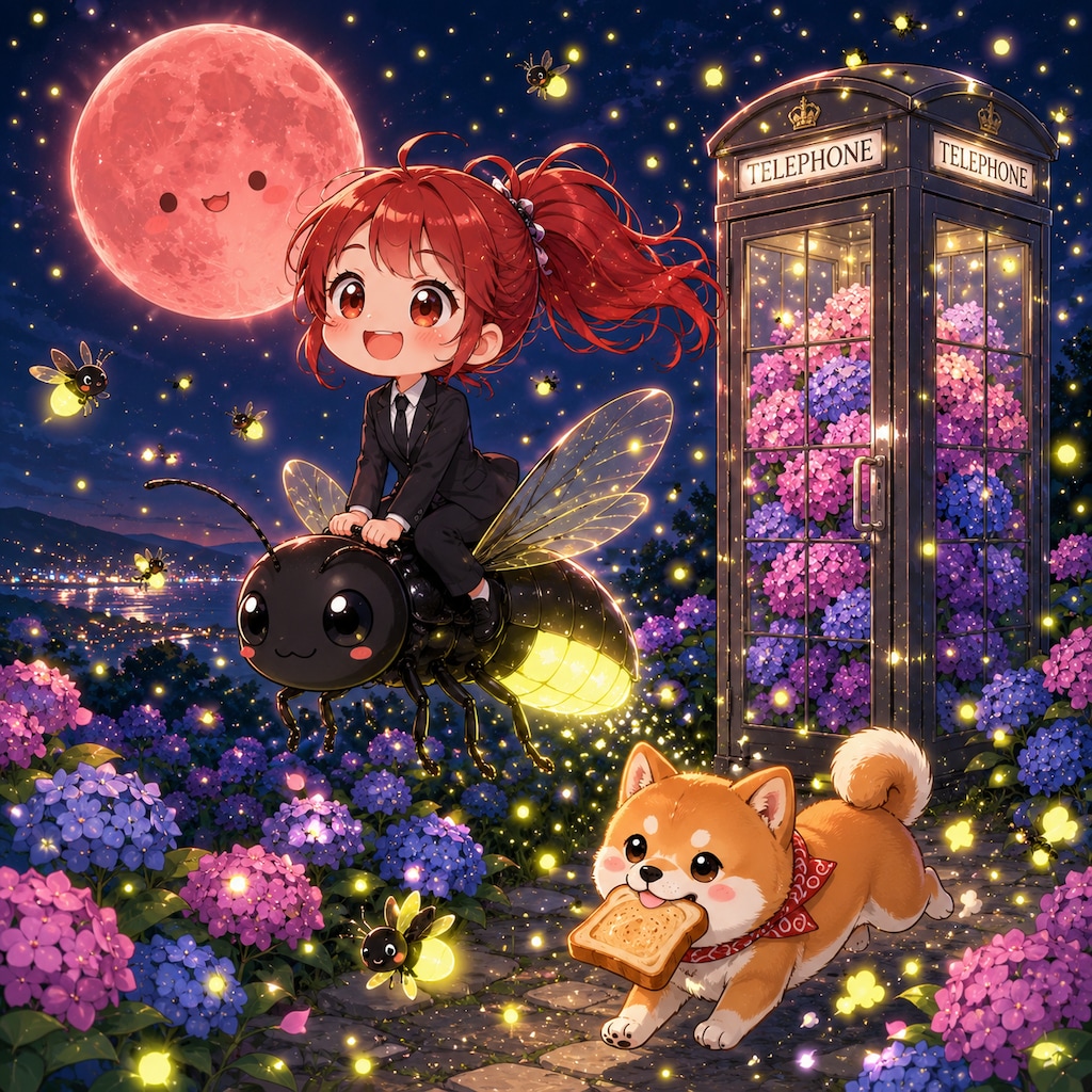 赤髪ちゃんと柴犬