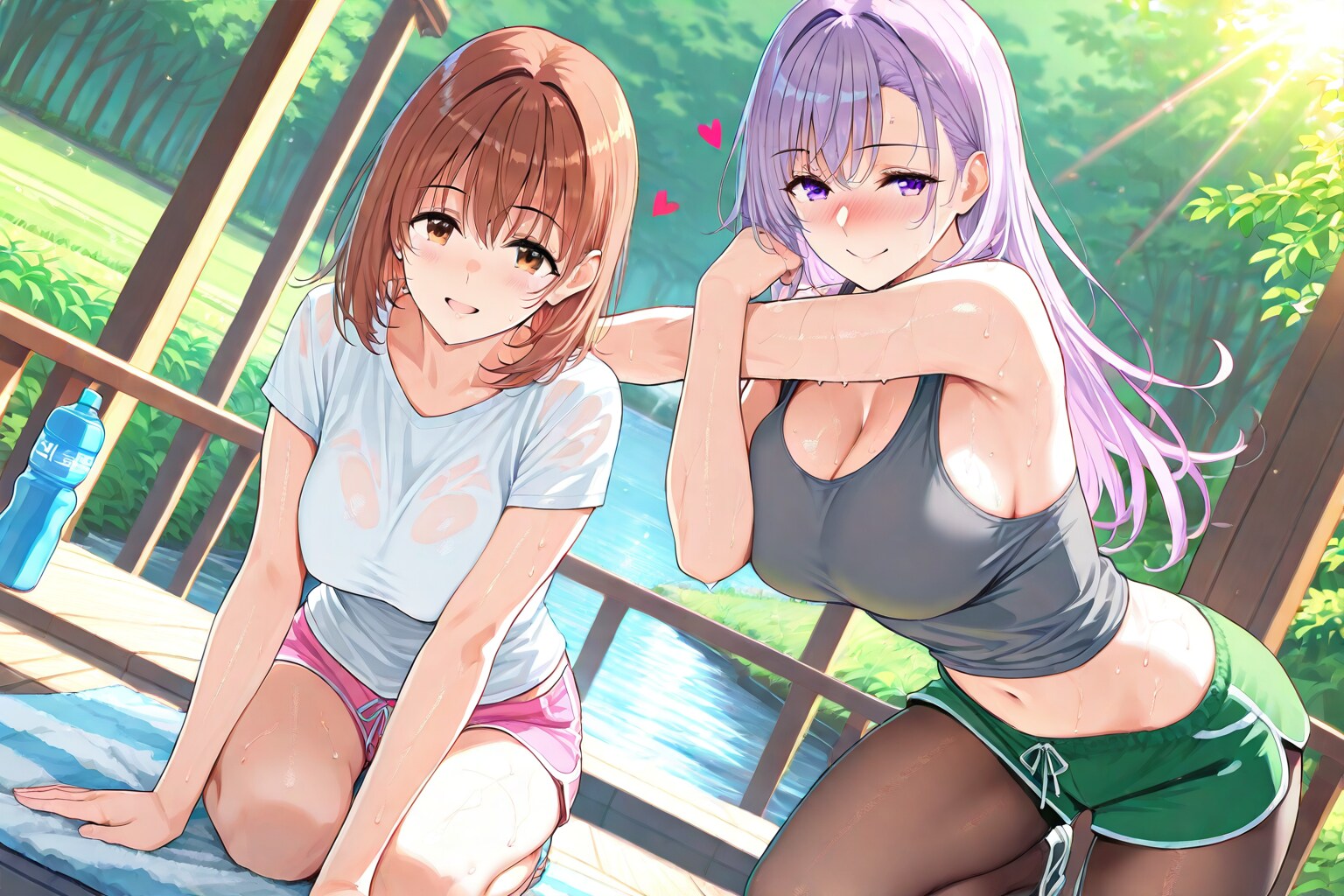 ノノカ＆ミレナの朝トレ汗だくツーショット🌞💦💪