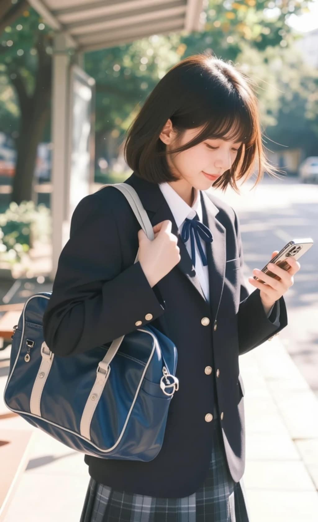 朝のバス停