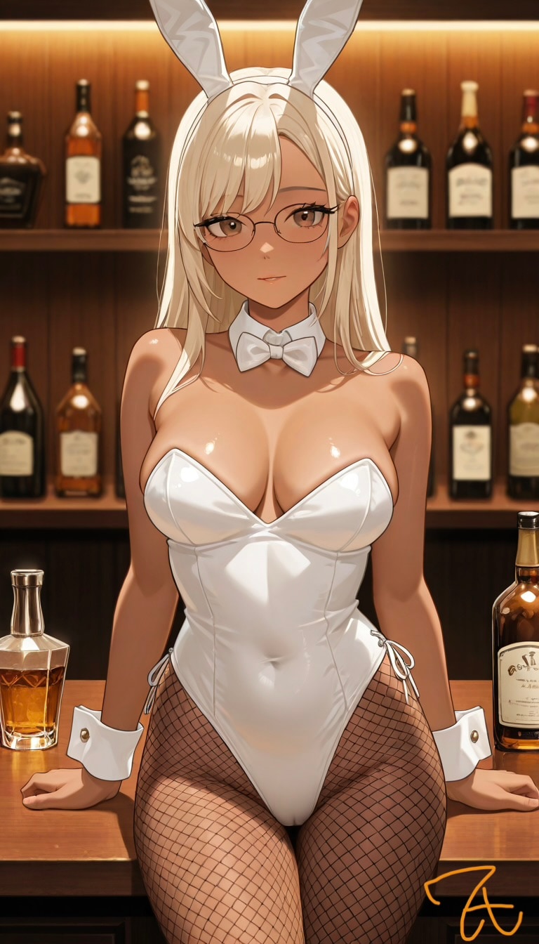 褐色金髪白バニー
