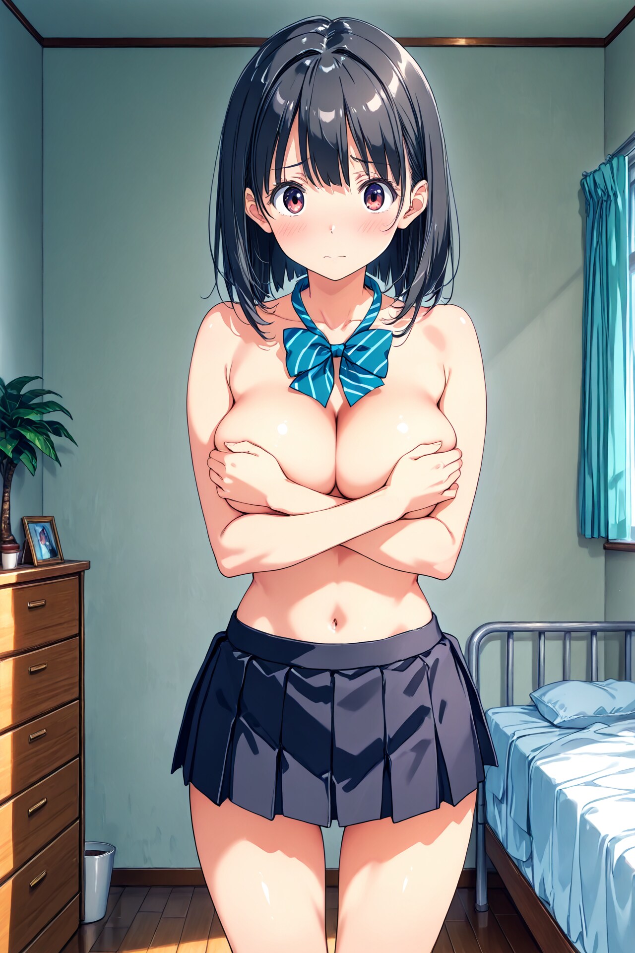 手ブラ巨乳少女(10)